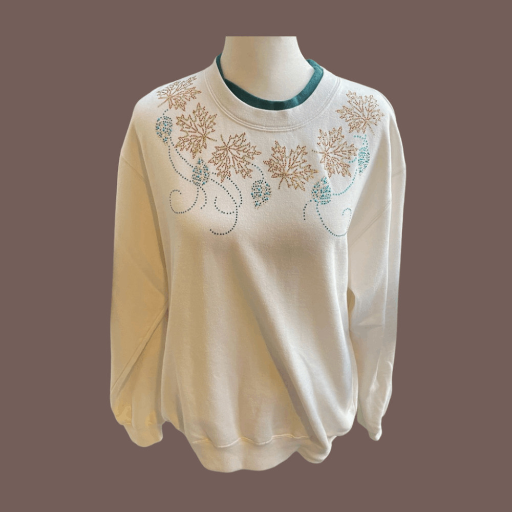 Trilllogy by Morning Sun Sweater | White Snowflake Gem | Size M | Vintage
